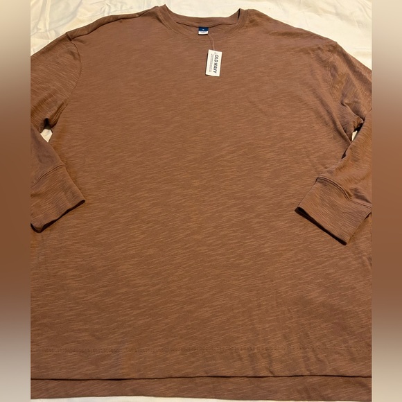 Old Navy Tops - Old navy long sleeve cotton tunic color mocha size M NWT